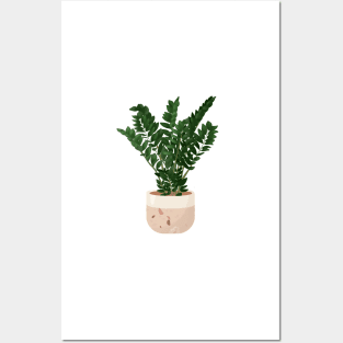 ZZ plants illustration, potted plant art Posters and Art
